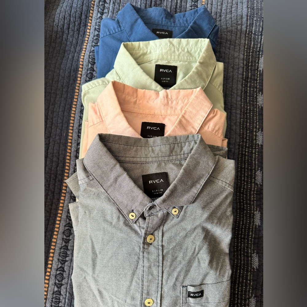RVCA long sleeve button up size S slim